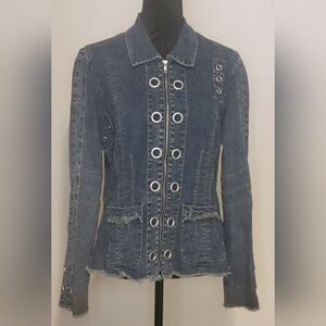 Baccini Blue Denim Jacket with Silver Grommets